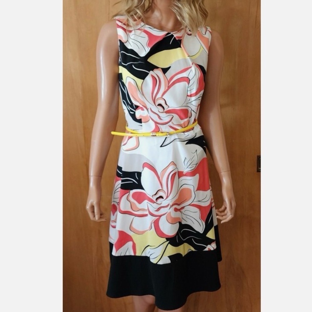 SIGNATURE DARBY ABSTRACT FLORAL DRESS SIZE ~ 14